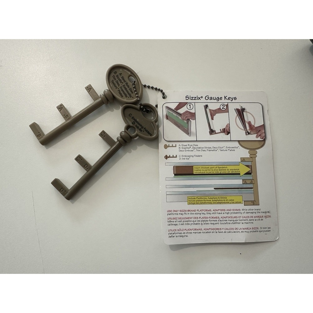 Ultra Rare! Sizzix Guage Keys! Used To Determine Correct Sandwich Thickness-EUC!
